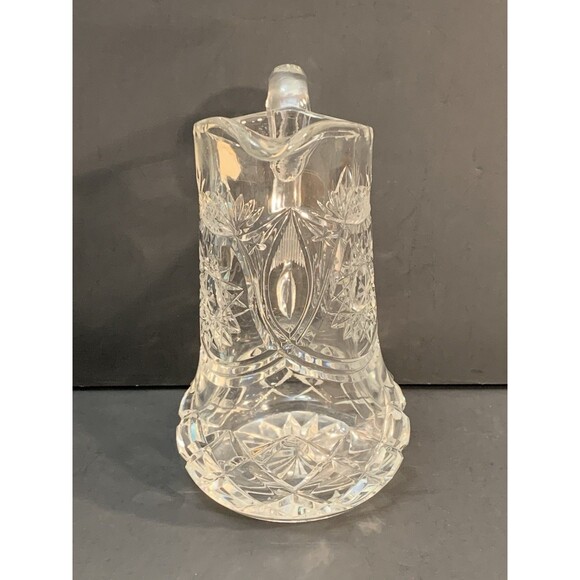 Vintage Genuine Hand Cut Lead Crystal Pitcher Vase Stars Checkerboard - Picture 3 of 10